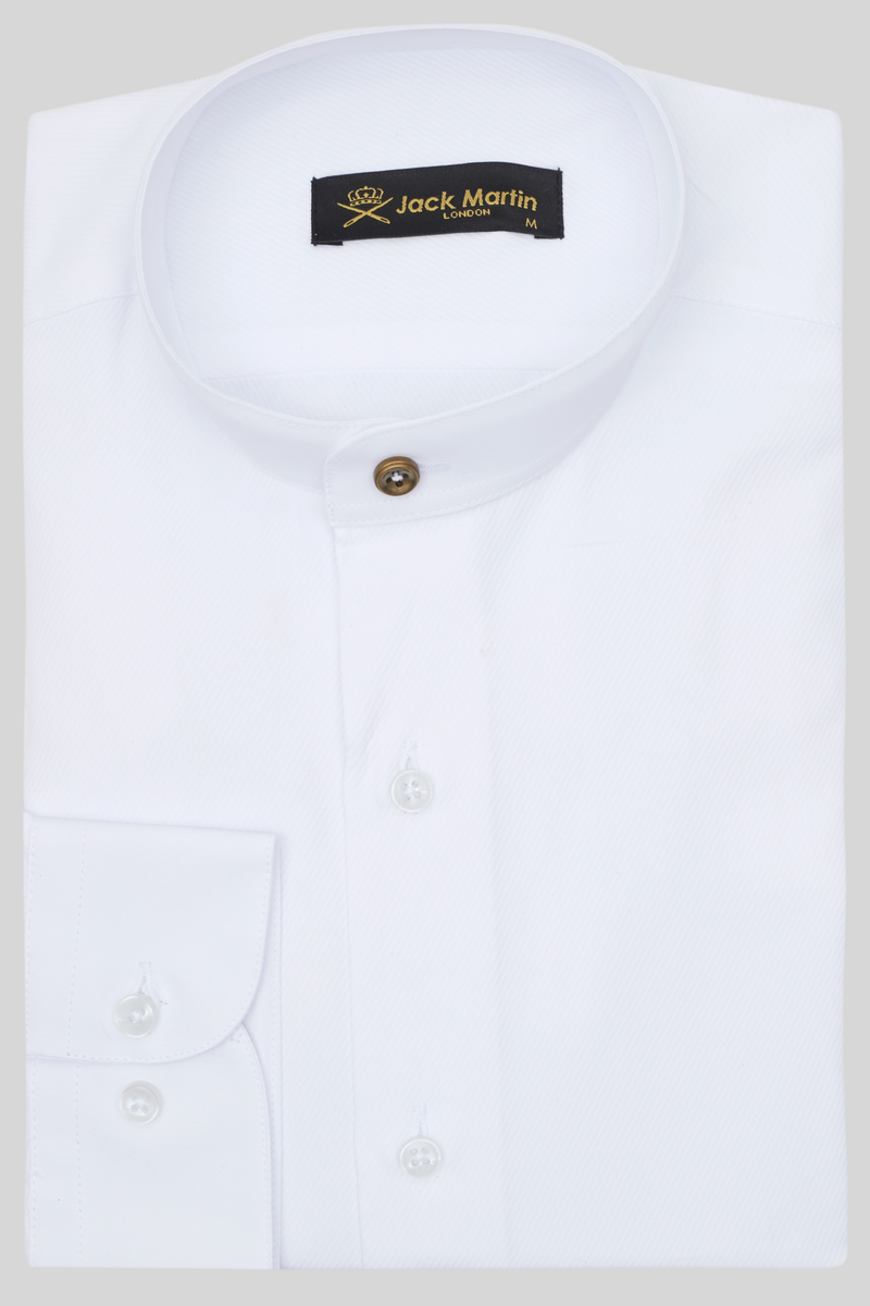 Peaky Blinders Style - White Twill Grandad Collar Shirt | Jack Martin