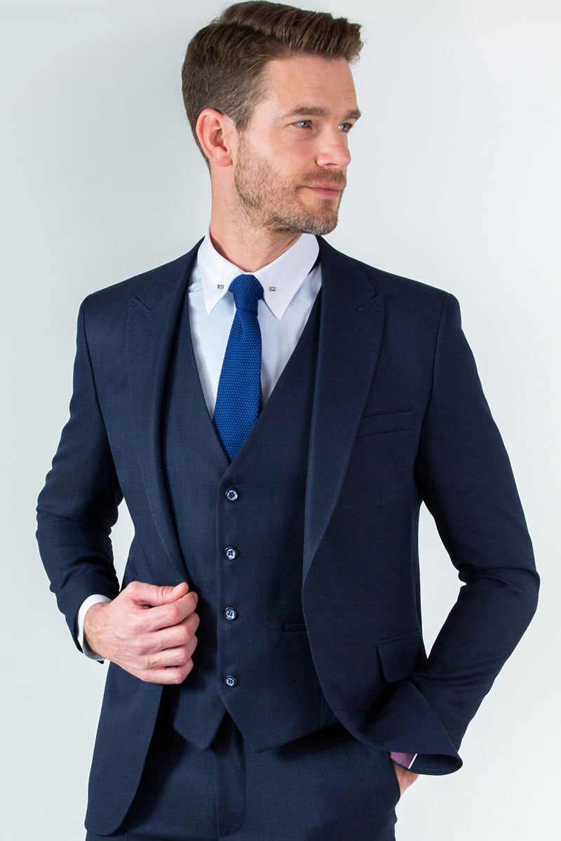 TOMMY Dark Navy Herringbone Tweed 3 Piece Suit | Jack Martin