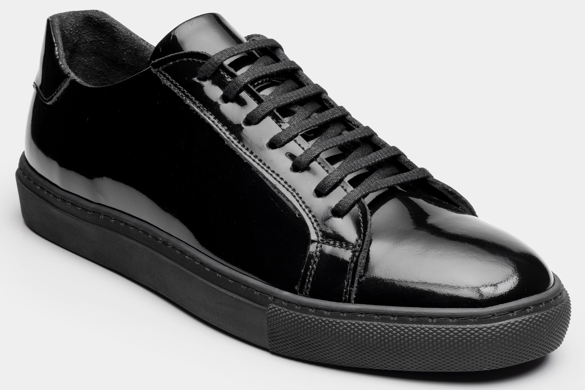 Mens black patent leather sneakers online