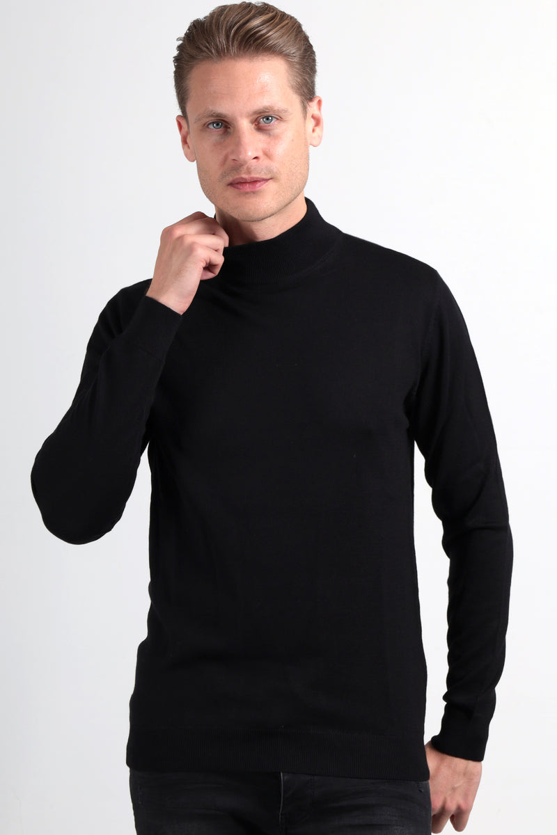 HARRY - Black Turtle Neck Jumper | Jack Martin Menswear